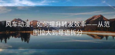 风车动漫：如何提升转发效率——从范围拉大到导语拆分