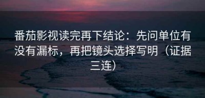 番茄影视读完再下结论：先问单位有没有漏标，再把镜头选择写明（证据三连）